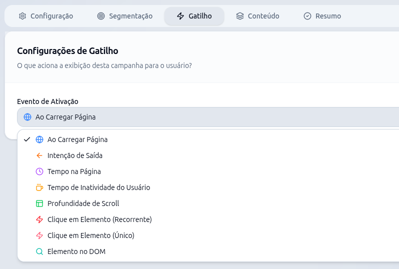 Gatilhos de Acionamento